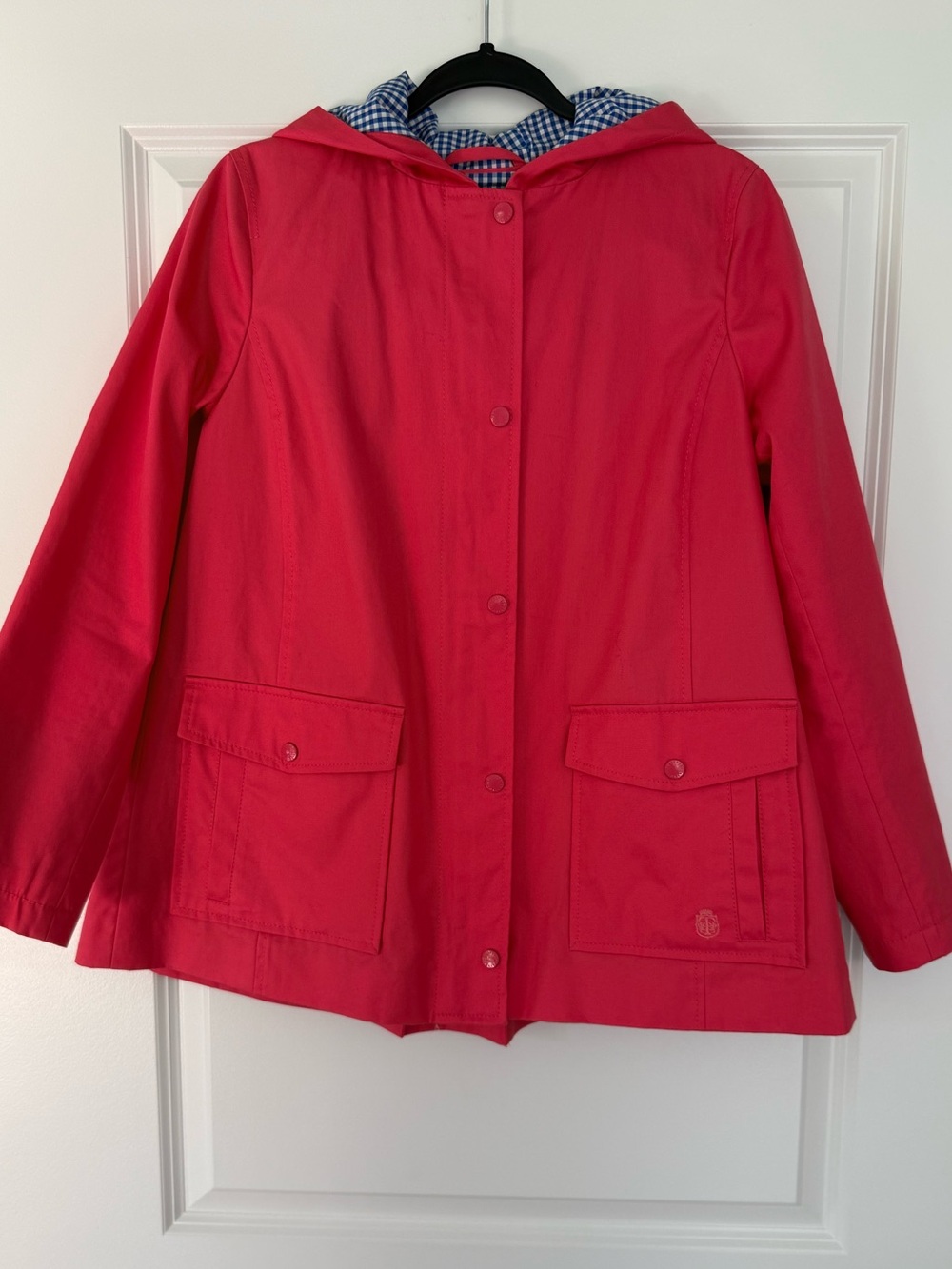 Talbots Bright Red Hooded Raincoat
